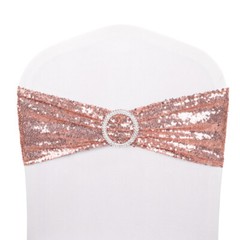 50Pcs Sequin Chair Sashes Spandex Glitter Chair Bows Bands Wedding Banquet Decor