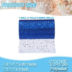 Tulle Fabric Rolls 6″ by 50 Yards Fabric Spool Tulle for DIY, Blue