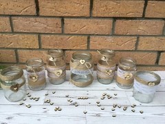 Rustic Wedding Jars Mixed Glass Table Centrepiece Love Heart Hessian Vintage X7