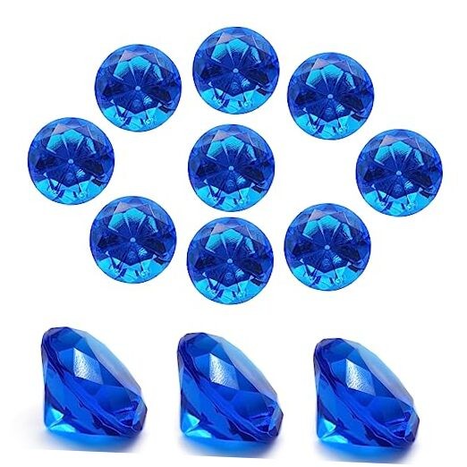 100 pcs Acrylic Diamond Gems, Blue Acrylic Diamonds 1 Inch Faux Dark Blue