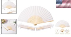 50-Pack Elegant White Silk-Inspired Hand Fans with Organza Bags for Weddings …