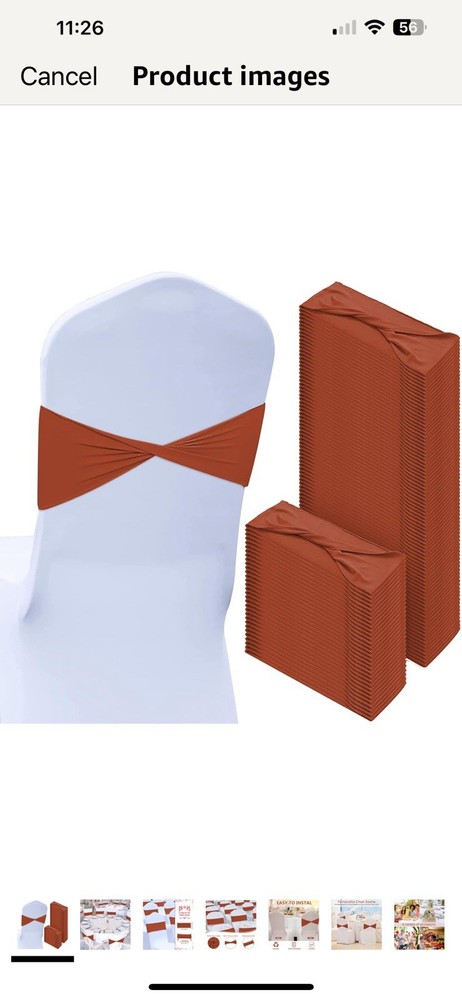 100 Terracotta Spandex Stretch Chair Sashes Bow without Ring Wedding Décor