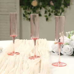 6 Cylindrical 6 oz Reusable Plastic Champagne Flute Glasses Party Events