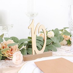Natural 20 Wooden 6″ Table Numbers 1-20 Set Holder Base Party Events Decorations