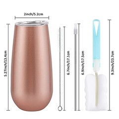 Pack Insulated Champagne Tumblers, Stemless Oz Wine Flutes, 6 #Rose Gold
