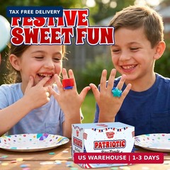 30 Pack Patriotic Ring Candy – Individually Wrapped 4th of July Flag & Star Suck