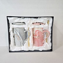 Mr & Mrs Ceramic Mug Set Wedding Anniversary Gift Boxed Matching Pair