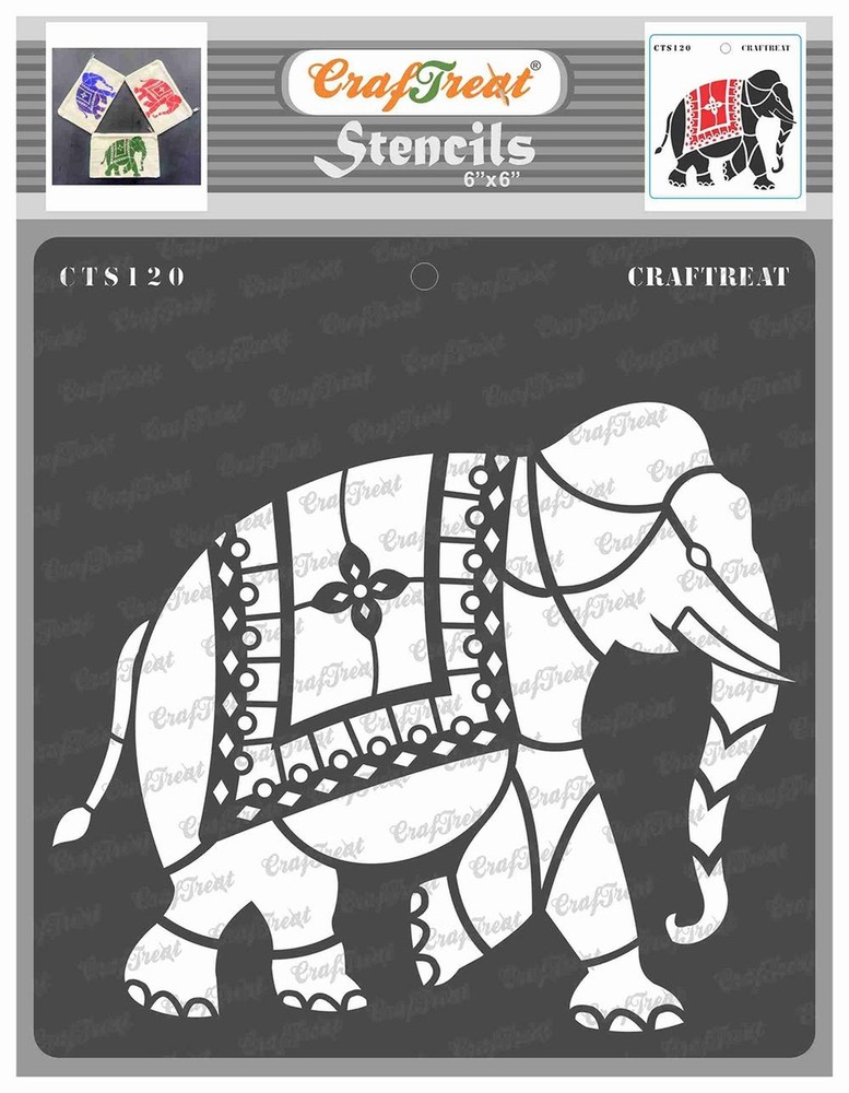 CrafTreat Indian Elephant Stencils for Painting on Wood, Wall, Tile, Canvas, …