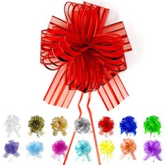 Allgala 12-PC 4″ Medium 3CM Organza Ribbon Pull Flower Bow for Gift & Wedding