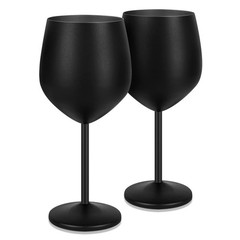 Lifecapido Stainless Steel Wine Glasses Set of 2, 18oz Stainless Steel Stem W…