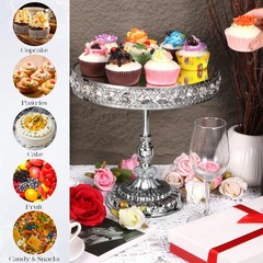 12-Piece Silver Cake Stand Set Vintage Cake Stand W/ Crystal Edge & Cupcake