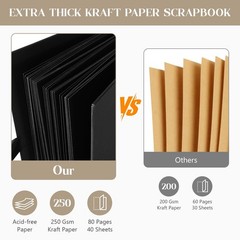 INNOCHEER Photo Album – Self Adhesive 80 Black Pages, Large Scrapbook Wedding…