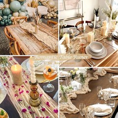3 Pack Champagne Table Runner Summer Boho Cheesecloth Table Runner 10ft x 3pcs