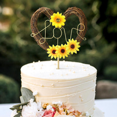 Wedding Cake Topper Love Cake Topper Rustic Heart Shaped Floral Vine Decoration