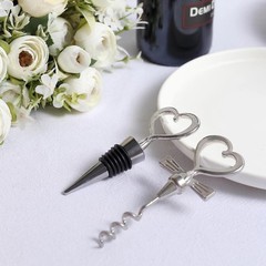 SILVER Heart Wine BOTTLE Stopper OPENER Gift Set Wedding Favor Party Events Home