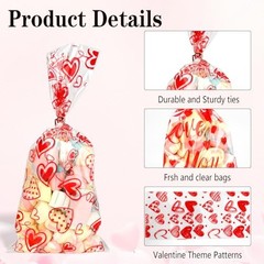 Valentine Treat Bags, 100 Pcs 1 count (Pack of 100) Red-Valentine Style1