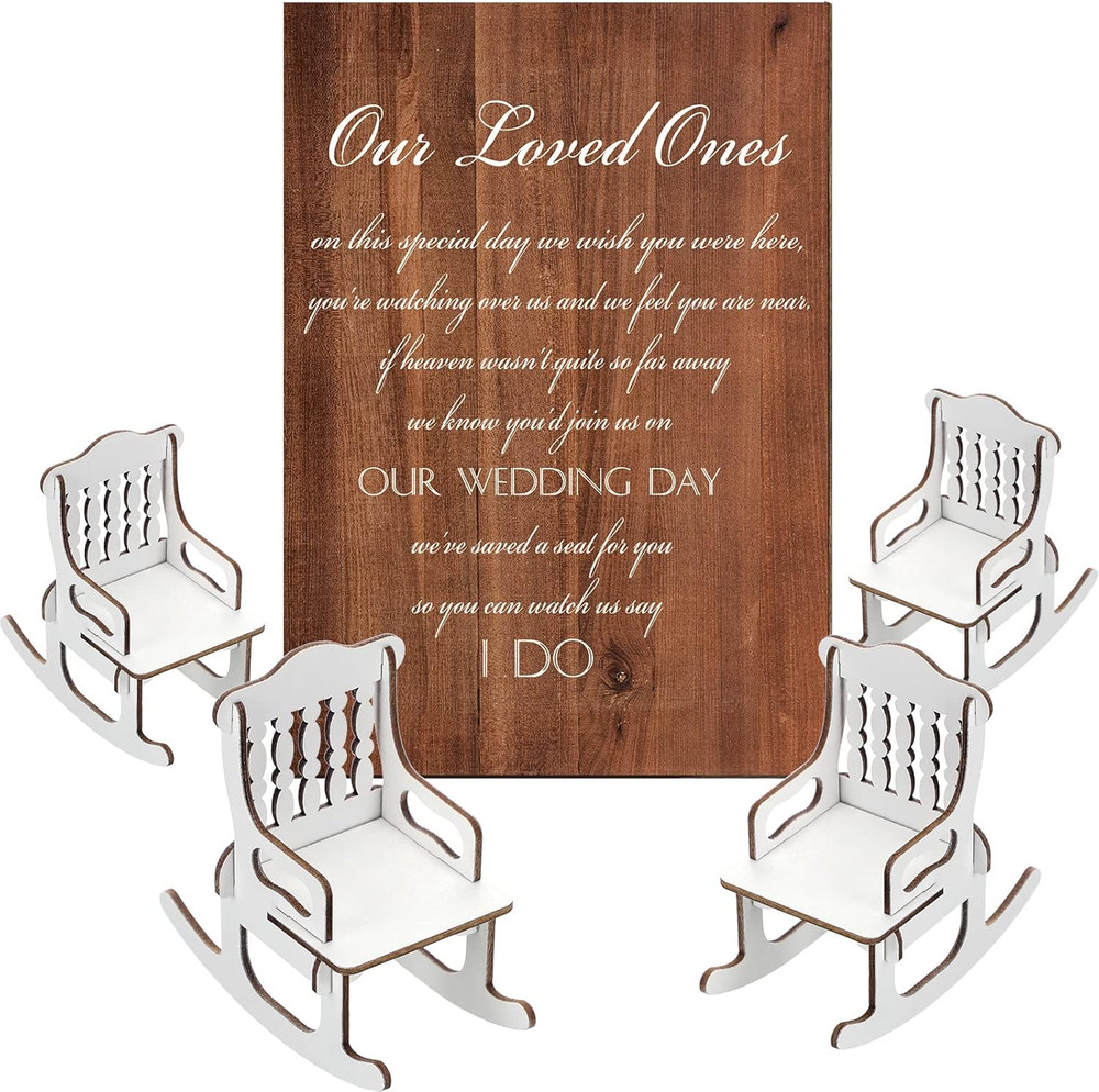 5 Pcs Memorial Table Sign for Wedding Memorial Chair Sign Wooden Wedding Table P
