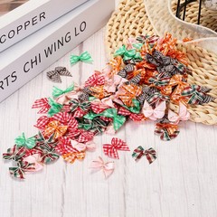 100Pcs Mini Gingham Ribbon Bow 1″ Checkered Fabric Ribbon Bows Brown