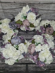 5 Wedding Table Centerpieces, Floral Reception Centerpiece,Vintage Style, Purple