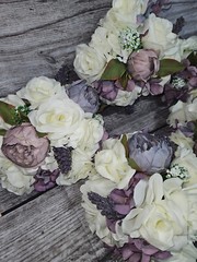 5 Wedding Table Centerpieces, Floral Reception Centerpiece,Vintage Style, Purple