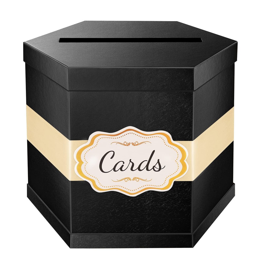 Card Box Card Receiving Box with Ribbon 14x12x12 Inches Elegant Card Box Hold…