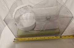 Darice VL414PB, Pillow Basket Rhinestone Heart Sheer Set, White, Wedding,.READ