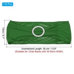 10Pcs 14″x5″ Stretch Chair Sashes Bows Chair Bands Sash with Buckle Dark Green