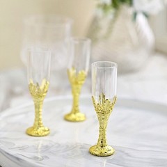 12 CLEAR GOLD Mini 4″ Champagne Flutes Party Favor Gift Holders