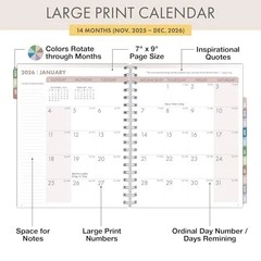 Essential PRO 2026 Daily, Weekly & Monthly 7″ x 9″ Watercolor Butterflies