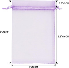 25PCS Light Purple Organza Bags 5×7 inches – Drawstring Organza Bags, Candy Gift