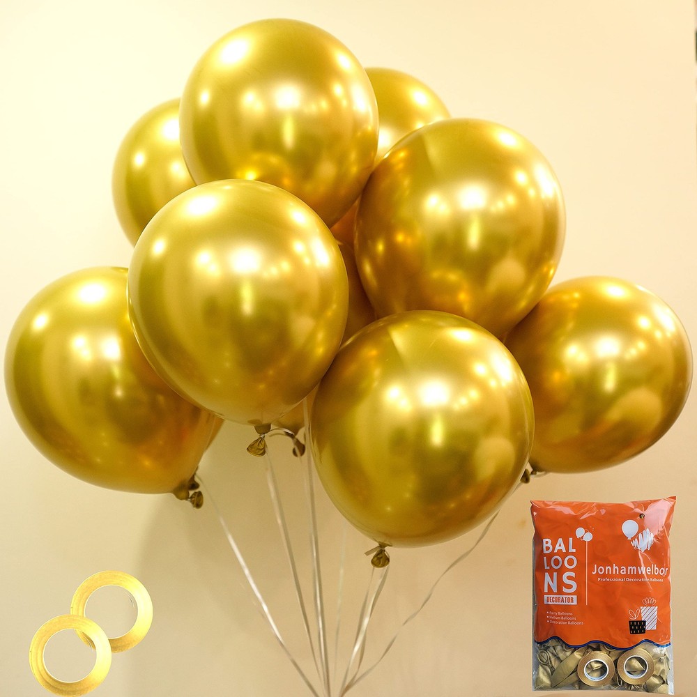 Jonhamwelbor Gold Balloons Chrome Metallic 50 Pack 12 inches A2-metallic