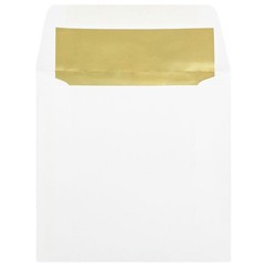 JAM PAPER 6 x 6 Square Foil Lined Envelopes – White with 6 x 6, Gold