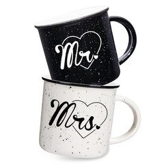 Mr and Mrs Mugs Set of 2 Coffee Mug 10 Ounce, Wedding Gift, His Mr & Mrs Set