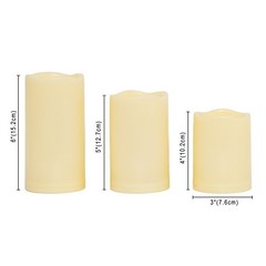Waterproof Outdoor Battery Operated Flameless Candles Dark Ivory, 3″x4″,5″,6″