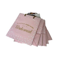 Bridesmaid Gift Bags Set of 6 Pink Polka Dot Bridal Shower Wedding Favor