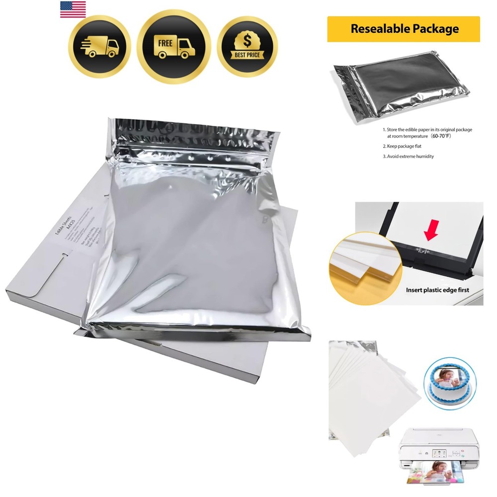 25 pcs Edible Paper 11.7″ x 8.3″ A4 Frosting Sheets Icing Sheets for Cakes Pr…