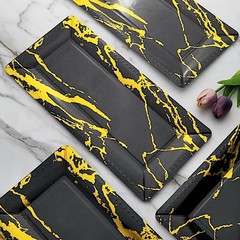 20 pcs 16″ Black Gold long Rectangle Paper Serving Trays Marble Design Tableware