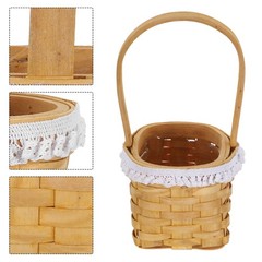 Natural Wood Flower Basket with Handle for Wedding and Everyday Floral Display