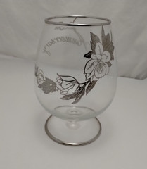 25th Wedding Anniversary Stemmed Glass Large Fishbowl Goblet Silver Design Trim