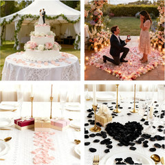 SITUMEIZI 400PCS Fake Rose Petals Faux Silk Flower Blue Petals for Romantic Nigh