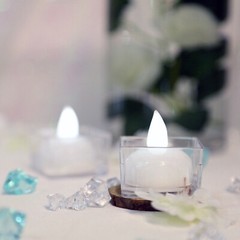 12 White LED TEA LIGHTS Waterproof Submersible Wedding Tabletop CENTERPIECES