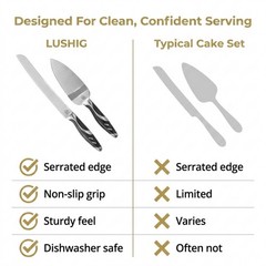 LUSHIG Wedding Cake Knife and Server Set, Stainless Steel Cake Serving Set wi…