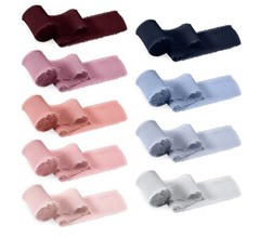 Chiffon Ribbon Mixed Color Silk Ribbon Set 9 Rolls 1.5″ x 3yd 2 Colors Used