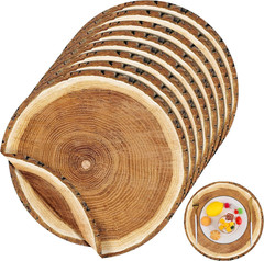 60 Pack 13.8 Inches Wooden Slice Paper Placemats Disposable Rustic Wood Grain ro