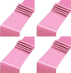 4pc 12″x 108» Pink Satin Table Runner Bright Silk Smooth Wedding Party Banquet