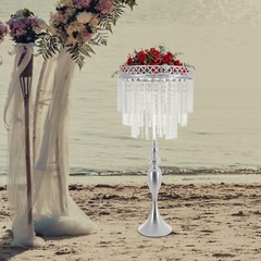 Elegant Acrylic Flower Stand with Crystal Pendants for Weddings & Events
