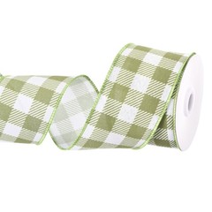 Plaid Check Ribbon, 2.5 Inch x 10 Yards Gingham Ribbon, Olive Green