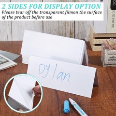 14 PCS Reusable Dry Erase Name Tent Cards For Table Markers Erasers 7.8×3.1