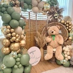 Sage Green White Sand Balloon Arch Kit, Green Beige Gold Metallic Sage Gold