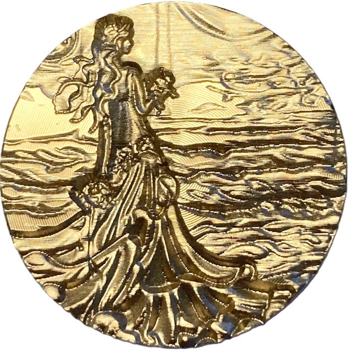 Lady by the Sea, beautiful textured 3D design – Wax Seal Stamp Head, 1″ diameter